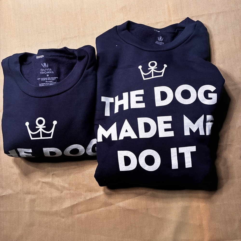 Lot of 2 Oliver Thomas Crewneck Sweater Pullover “the Dog Made Me Do It” Medium